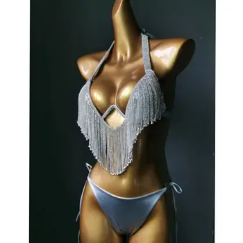 Poletje Kopalke, Seksi Povodcem Bleščice Nosorogovo Moda Plaža, Bikini Komplet 2021 Novo Oblazinjena Underwire Povoj Luxuy Plavalni Kostimi