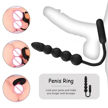 Unisex Vibrator Moški Penis Prstan Daljinski upravljalnik Analne Kroglice 10 Način Vagina Masturbator G-spot Stimulator za Odrasle Sex Igrače za Par