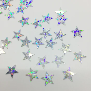 LNHOME 50 g/lot 10 mm Star Laser Silver Sequins Za Obrt Z Sredini Luknjo Hologram Spangle Svoboden Ravno Oblačila Dodatki