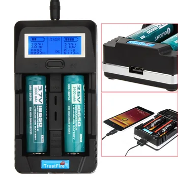 TR-011 Digitalni Inteligentni Polnilec za Baterije na Zaslonu LCD Moči Banke z Dve Reži USB Vrata za 18650 14500 26650 za trustfire