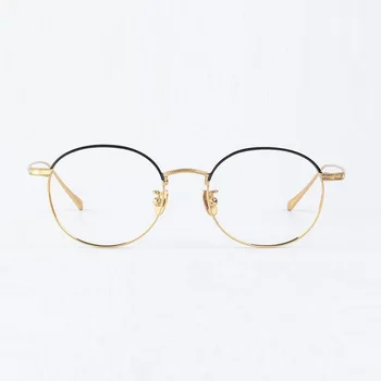 Širina-135 čistega titana polno platišča retro obrvi okvir žensko zlato tanek optični recept očala okvirji ženske moški očala
