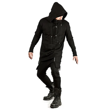 Assassin ' s Creed Visoko Vratu Moške Hooded Majica Črna Hip Hop Plašč Prevelik pulover s kapuco Ulične Plašč Harajuku Slog Moški zgornji deli oblačil
