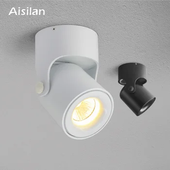 Aisilan LED Downlight Površinsko Nameščena Spot Luči COB Ozadju CREE Čip Svetlobe Nastavljiv za 180 Stopinj Foyer Dnevna Soba LUČKA