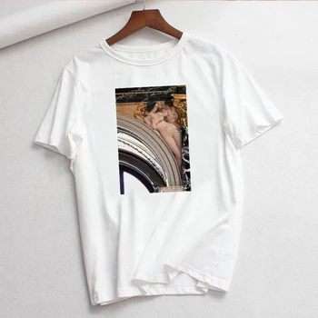 Poletje novo pismo Gustav klimt, ki jih je natisnjena Letnik vrhovi tees priložnostne Harajuku velikosti nove umetniške oljne barve svoboden ženski ins T-shirt