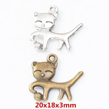 50 kosov retro kovinski cinkove zlitine mačka Obesek za DIY ročno izdelan nakit, ogrlico, zaradi česar 8192