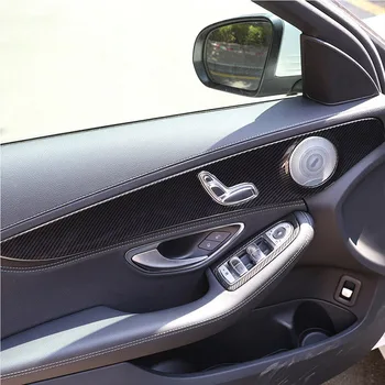 Novo Za Mercedes Benz C Razred W205 C180-2018 ABS Chrome Ogljikovih Vlaken Slog Notranjosti Vrat Dekoracijo Plošča Pokrov Okraskov 4pcs