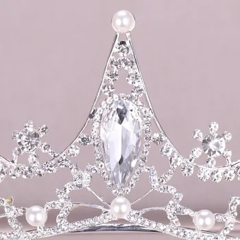 Pearl Nosorogovo Baročno Kristalno Srebrne barve Krono Poroko tiara Poročne Diadem Kraljica Glavo Nakit, Poročni Dodatki za Lase