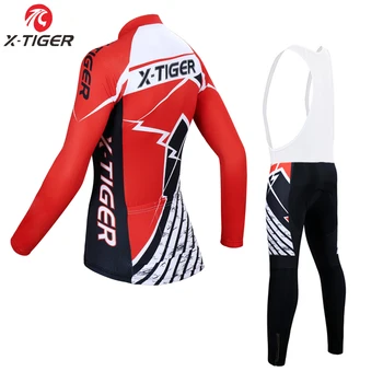 X-Tiger Jeseni Ženske Kolesarjenje Oblačila Anti-UV MTB Kolo Nositi Ropa Ciclismo Poliester Kolesarski Dres Komplet Kolesarska Oblačila