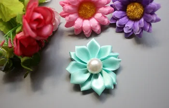 120pc/30 barve, S Pearl Center Mini Saten Cvetje Saten Rozetaje Glavo,Trak Večplastne Cvetje 1.5