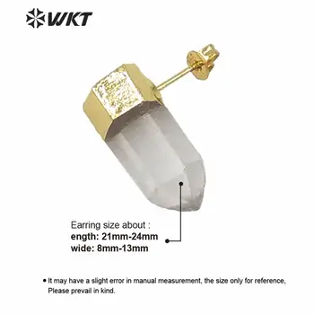 WT-E640 WKT Debelo jasno kamen uhani stud visoke kakovosti sepcial kristali kremena uhani stud s pozlačeno