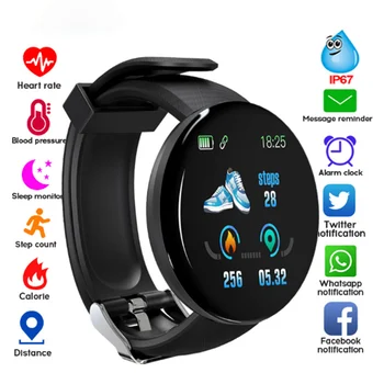 2021 Bluetooth Smart Watch Moških Krvni Tlak Krog Smartwatch D18 Ženske Gledajo Nepremočljiva Šport Tracker WhatsApp Za Android Ios