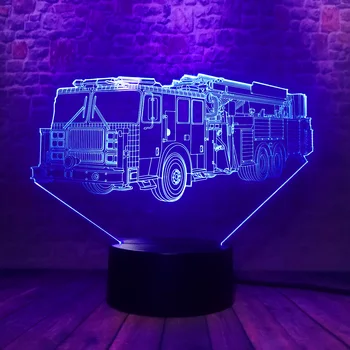3D Ogenj Motor, Avto, Tovornjak Model namizne Svetilke 7 se Spremeni barva Akril Noč Svetlobe USB Sleep luç Spalnica Dekor Otroci Igrače