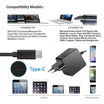 USB PD 65W 61W 29W Tip C Power Adapter Polnilec za MacBook Lenovo, ASUS Acer Dell Huawei HP za Xiaomi 13