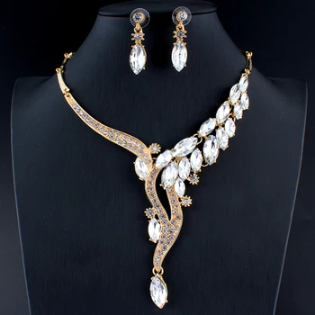 Weibang Afriški nakit za ženske, poročni nakit set kristalno ogrlica, uhani sklopov obleko pribor dropshipping