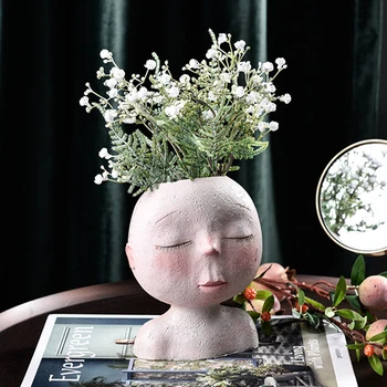 2020 Nordijska Ustvarjalne Smolo Človeško Glavo Vaza Umetnosti Cvetlični Aranžma Lutka Kiparstvo Cvetlični Lonček Lončnica Doma Vrt Dekoracijo