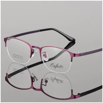 Recept Očala Visoke Kakovosti Retro Kovinski Okvir Pol-okvir Ženski Kratkovidna Očala Optični Okrogle Očala