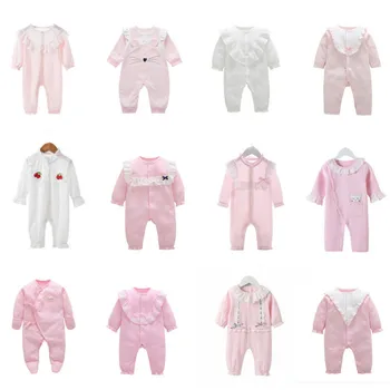 Newborn baby girl obleke&romper 0 3 mesecih dolgimi rokavi, bombažne čipke Princesa Malčka, Oblačila za Malčke igralne obleke Otroci Jumpsuits 6