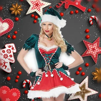 Ženske lady Božično Drevo Santa Helper Elf Xmas obleko Darilo Festival Karneval Cosplay Kostum hotsale Božič stranka obleko