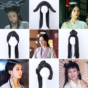 Starodavne Kitajske Meč Lady Polno Dolge Lase lasuljo za Fazo izvedbe ali Cosplay TV Predvajaj Legende DUGU Lase, Lasulje