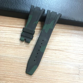 26 mm Visoke Kakovosti Camo Sivo Bela Črna Modra Rjava Zelena silikonske Gume Watch Band uvajanje Zaponko Za AP Royal Oak Zapestnica