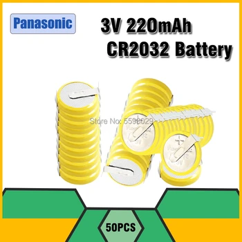 50pcs Panasonic cr2032 3v gumb baterija gumbaste z 2 pritrdilne zaponke/tabs za enkratno uporabo, Vgrajena 2 Zatiči