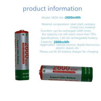 Visoko energetsko učinkovitost in nizko self-praznjenje Polnjenje 1,6 V AA AAA Nimh Zn baterije z 2 način inteligentni polnilec za baterije