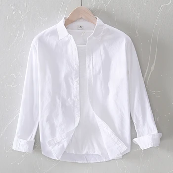 2020 Nov prihod pomladi in poleti belo bombažno majico moške blagovne znamke dolgo sleelve srajce za moške priložnostne fashion majica mens srajca