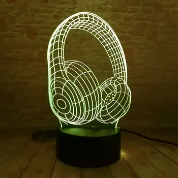 LED Luminou Phoneset Model 3D Nočna Vizualne Iluzije LED Namizna Svetilka Spalna Dekor Slušalke Model Igrača Najboljše