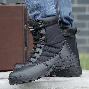 Moški Puščavi Taktične Vojaške Škornje Mens Delo Safty Čevlji SWAT Vojske Boot Zapatos Gleženj Čipke-up Boj Čevlji 2021 Nova