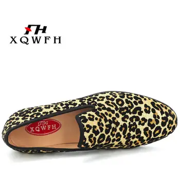Nove Modne Moške Leopard Bombažne Tkanine, Čevlji za Moške Loafers Priložnostne Čevlji Moški Stanovanj Kajenje Copate
