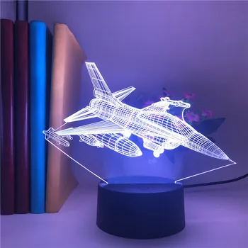 Kul Borec Letala 3D Hologram Svetlobe Iluzijo LED Nočna Lučka za Fante Otroka Soba Dekoracijo Letalo Ljubimec Najboljše Otroci Darila