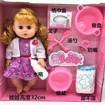 32 CM polno vinil silikonski prerojeni baby doll dekle utripa oči Pitne vode lulat govorimo bebe lutka prerojeni dekleta darilo igrače