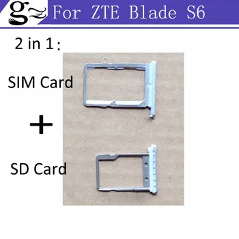 Original za ZTE Blade S6 Pladenj za Kartico SIM + Micro SD Kartico Pladenj Imetnik Režo Adapter Vtičnice Zamenjava rezervnih Delov Srebrna