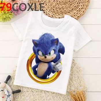 Kawaii Sonic Majica s kratkimi rokavi Otroci Smešno Risanka Fantje/dekleta Tshirt Poletnih Vrh Sonic Hedgehog Grafični Fantje Oblačila, Casual Otrok