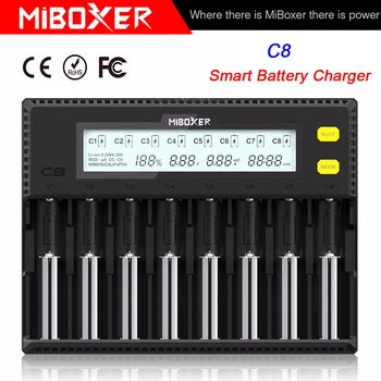8 Rež MiBOXER C8 Inteligentni Polnilec za Baterije na Zaslonu LCD za Li-ion LiFePO4 baterije za polnjenje Ni-MH baterije za polnjenje Ni-Cd baterije AA 21700 20700 26650 18650 17670 RCR12