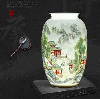 Kitajski Jingdezhen Majhne Vaza Keramike Pastelnih Krajine Dnevni Sobi Doma Cvetlični Aranžma Vina Kabineta, Okraski, Okraski
