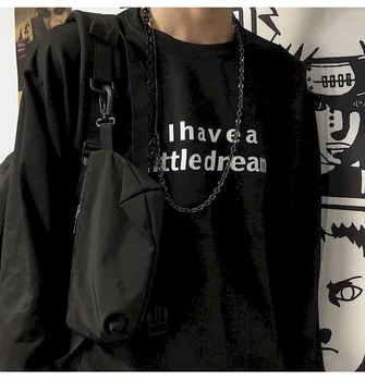 Punk Goth Dolgo sleeved majica s kratkimi rokavi Moški Tshirt Ženske korejski Trend Ins Svoboden Hong Kong Slog Jesensko Jakno Pozimi Dno Rokavi Moški