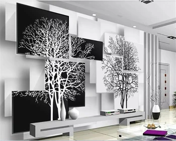 Beibehang tapete za stene, 3 d behang Fotografijo za ozadje preprosto črno in belo drevo 3D TV ozadju stene papier peint zidana 3d
