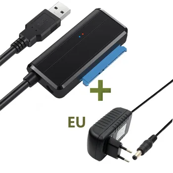 USB 3.0, Da SATA z 12V 2A AC DC EU Napajalnik Kabel za 3.5 2.5-palčni HDD SSD Trdi Disk za Podporo 1TB 2TB 4TB 2.5
