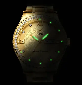 Nove Luksuzne moške quartz uro jekla koledar 30 metrov Rolexable nepremočljiva moške quartz uro zlata ura relogio masculino