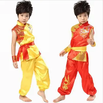 Otrok Kitajski Folk Oblačila Otrok Kong Fu Kostum z Dragon Fant Wushu Kostum Taiji Oblačila Kitajski Nacionalni Oblačila 16