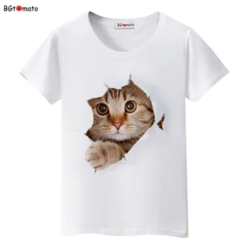 BGtomato Super Luštna 3D Mačke majica s kratkimi rokavi Ženske Lepo Cool Oblačila Dobre kakovosti udobno Vrhovi Priložnostne Tees blagovne znamke Majice