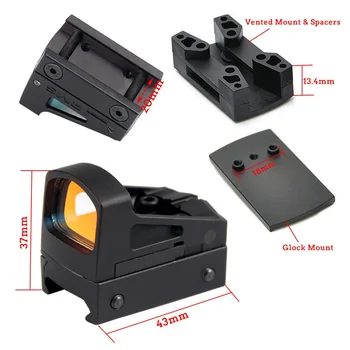Taktično PODJETJA Reflex Mini Red Dot Sight Področje Z Prezračevane Montaža in Distančniki Za Lov Airsoft Pištolo Glock RL5-0035