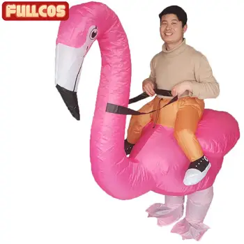 Napihljivi Flamingo Kostum za Odrasle Halloween Carnival Cosplay Fancy Stranka Obleko Moški Ženske Flamingo Rider Rojstni dan Obleke