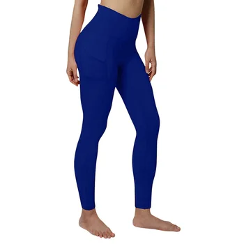 Spandex Visoko Pasu Legging Žepi Fitnes, Tek Dna Sweatpants za Ženske Quick-Dry Športne Hlače Uvježbavanje Hlače Joge
