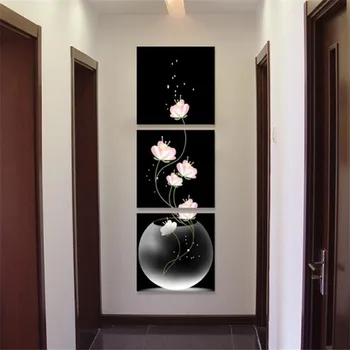3 kosov Modularne stene slikarstvo Vazo s Cvetjem Platno slikarstvo plakat Verando, Hodnik Vertikalne Različice Home Dekoracijo Sten Pai