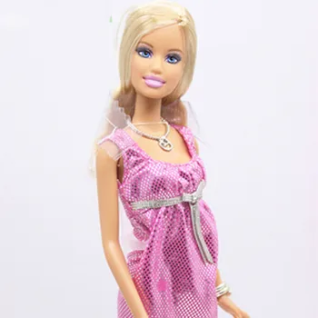 28 cm moda lutka Blond Lase Roza večerna obleka 5 sklepov Najboljše Darilo za Otroka Božično darilo