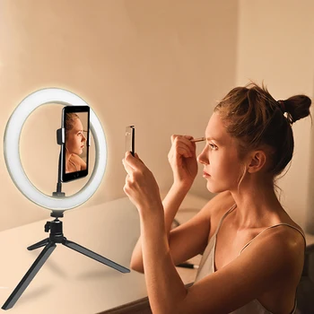 16 cm/26 cm Bliskavico LED Selfie Obroč Svetlobe z Nastavek za Fotoaparat Studio Makeup Ringlight Telefon Zvoni Lučka za Youtube Video v Živo