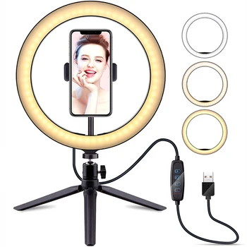 16 cm/26 cm Bliskavico LED Selfie Obroč Svetlobe z Nastavek za Fotoaparat Studio Makeup Ringlight Telefon Zvoni Lučka za Youtube Video v Živo