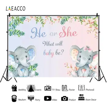 Laeacco Baby Tuš Photophone Spolu Razkrije Photocall, Kaj Se Bo Dojenček Bo Fotografija Kulise Slon, Cvetje Listje Photozone